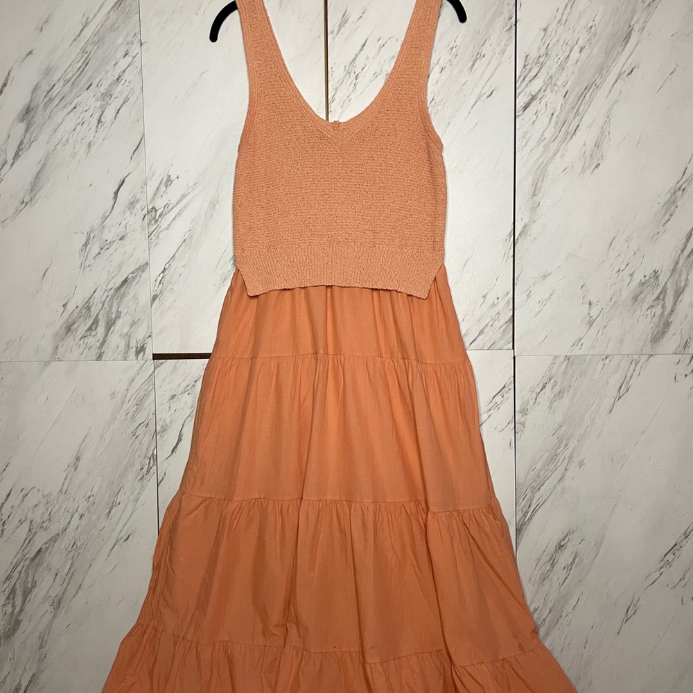 Elan Layered Ruffled Tiered Rust Boho Maxi Sundress SZ L
